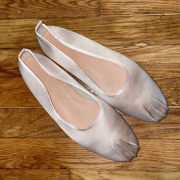 J. Crew Baby Pink Satin Pleated Ballet Flats